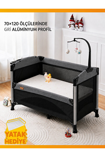 modabebekler Park Beşik 70x120 Gold Alüminyum Profil Asansörlü Çantalı Bebek ...