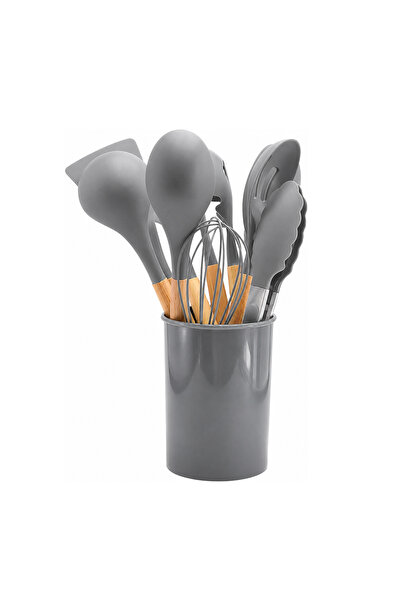Lacoz 12 Piece Silicone Kitchen Utensil Set with Wooden Handles and Holder BP...