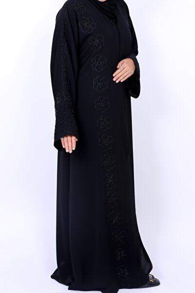 Izzah Bella * Premium Black Beaded Floral Embroidered Abaya