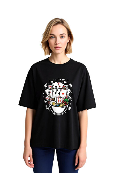 PayBuy Tricou supradimensionat pentru femei Paper Games Dice Poker Chip Line ...