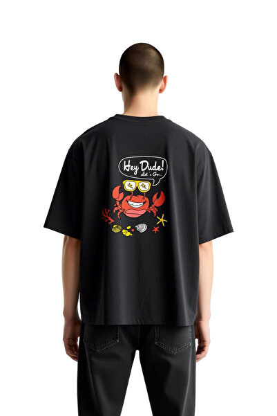 PayBuy Men's Oversize T-Shirt 100% Cotton Marine Life Cartoon Print Round Nec...