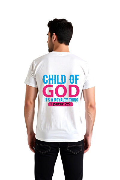 PayBuy تي شيرت رجالي مطبوع عليه شعار Child of Faith Royal Theme بأكمام قصيرة ...