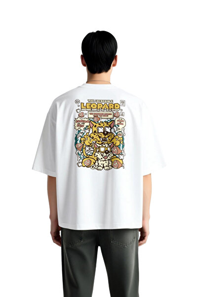 PayBuy Men's Oversize Graphic T-Shirt Comic Leopard Character Printed Short S...