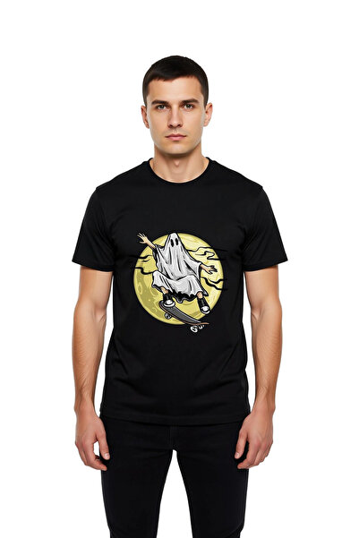 PayBuy Skateboarding Ghost Moon Design Printed Men's T-Shirt