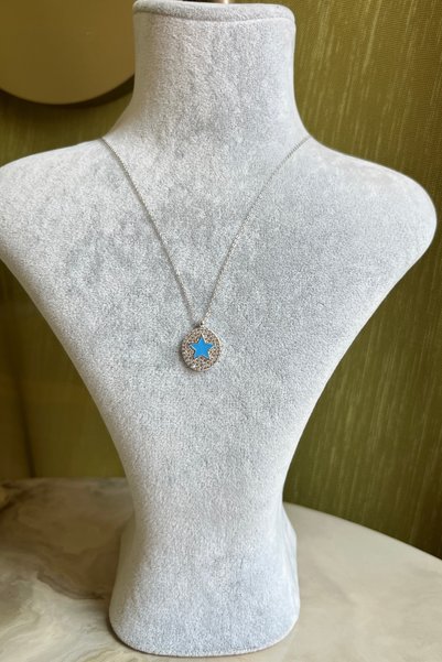 ASULIA Silver Color Blue Star Necklace