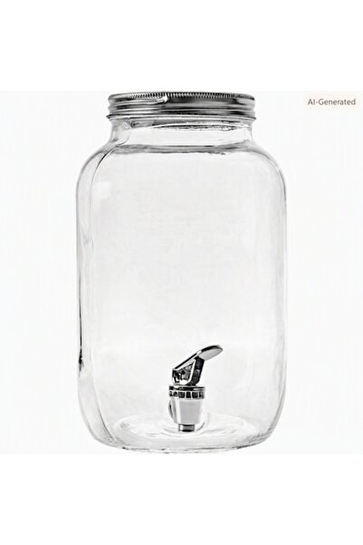 Mason Jar Beverage Dispenser made of Glass, 8 l, Metal Lid, Drip-Free Spigot,...