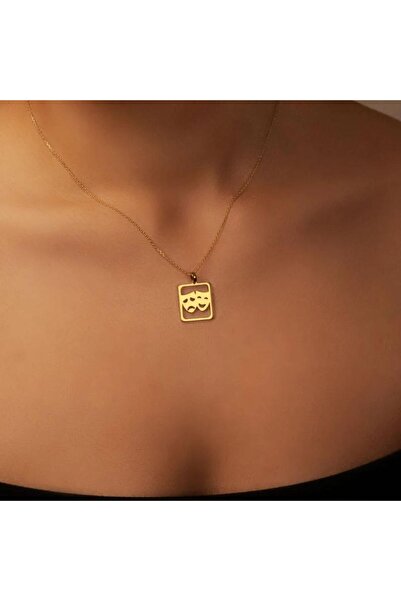 N!da Jewelry 925 Ayar Gümüş Minimal Tiyatro Maskesi Kolye