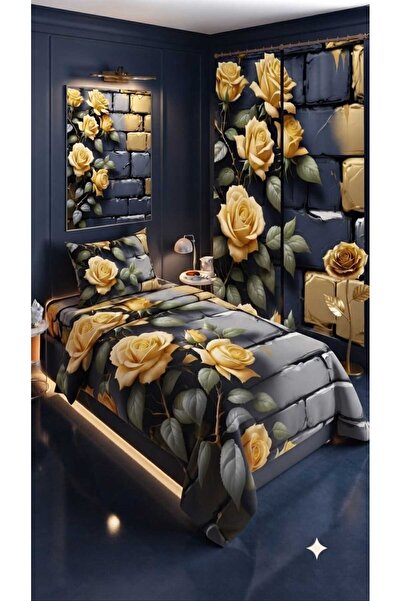 Elmas Dizayn 280*240 Cm. Special Design Single Bedding Set with Background Cu...