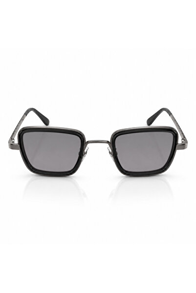 Matteo Ferari Unisex Square Sunglasses with Black Lenses and Smoke Gray Frame...