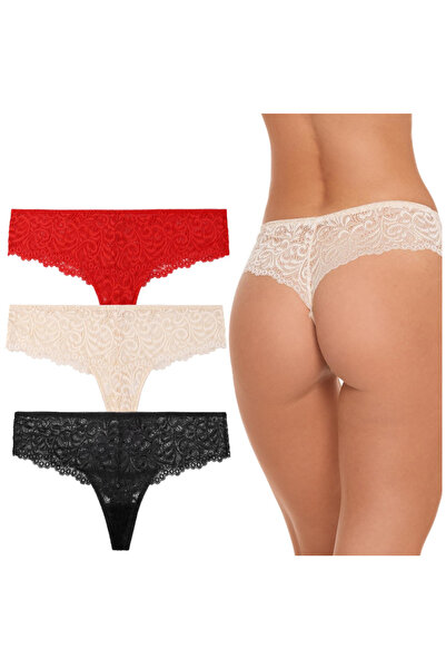 Generic Brand Chiloți Dantelă Damă Set 3, S, Multicolor, Eleganți, Confortabili