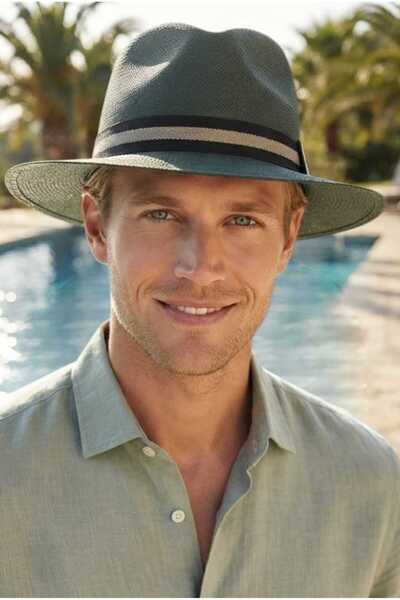 Mood Agenda Men's Straw Panama Model Trilby Hat with Black Cord Stripe Summer...