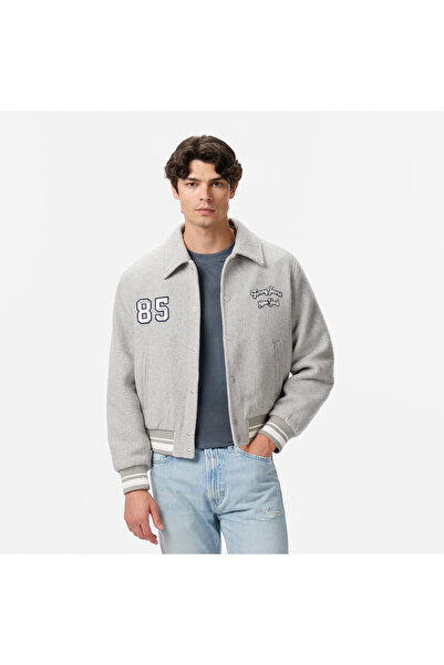 Tommy Hilfiger Erkek Gri Yün Karışımlı Mont