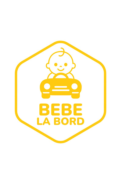 GAVIO Autocolant auto Bebeluș la bord, 16 cm - Auto, Galben