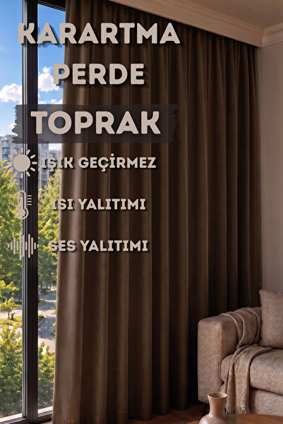TOPRAK Blackout Işık Geçirmez Karartma Fon Perde PİLESİZ Tek Kanat Karartma Güneşlik Her Odaya Uygun