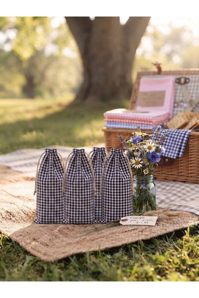 White Alamode Navy Blue Potikare Cloth Drawstring Pouch, Bottle Pouch, Gift P...