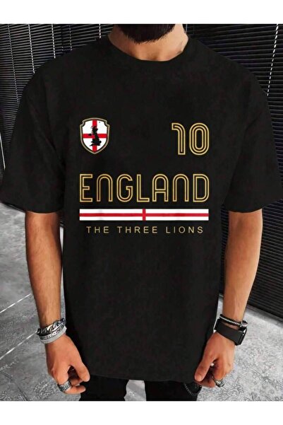 26LIK Men's Graphic Print Neck T-Shirt, Retro England Style 10 Football Jerse...