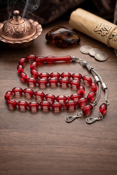 Prestige Surmeli Crimped Amber Stone Barley Cut 33-Piece Prayer Beads with Me...