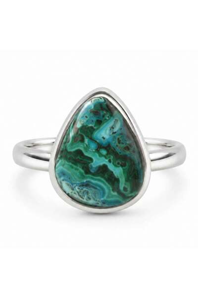 craftmystic Δαχτυλίδι Ασημένιο 925 με Δάκρυ Λαχανίτη και Κρισοκόλα – Ισορροπί...