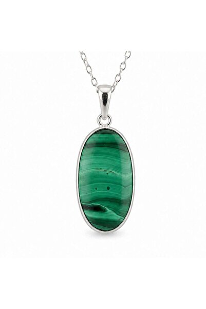 craftmystic Колие от сребро 925 с овален малахит - защита и вътрешна трансфор...