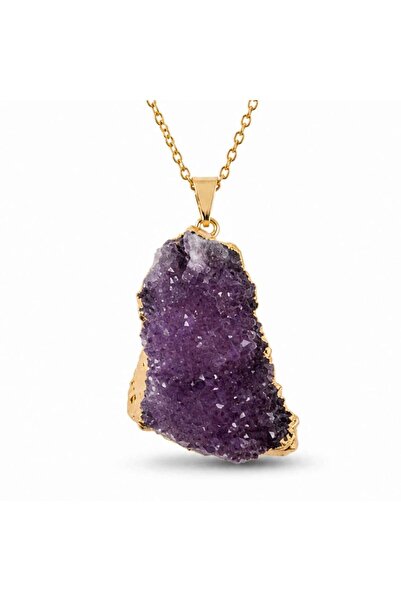 craftmystic Κολιέ με Ακατέργαστο Αμέθυστο Druzy Μη Ομοιόμορφο, Κρύσταλλος Ακα...