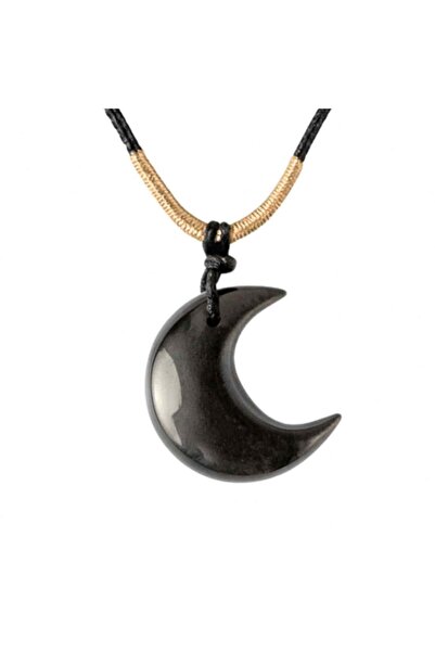 craftmystic Protectie si Claritate - Colier Luna din Obsidian de Gheata