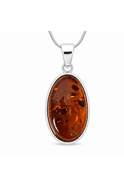 craftmystic Овално колие от сребро 925 с кехлибар - хармония и положителна ен...