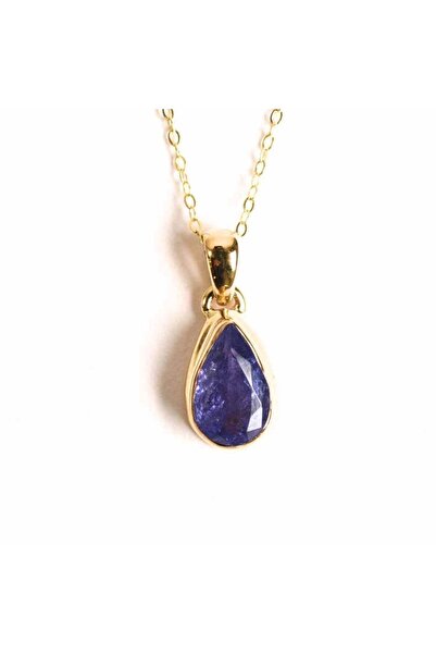 craftmystic Colier Argint 925 Placat cu Aur 18K si Tanzanit Fatetat in Forma ...