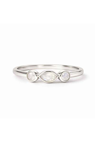 craftmystic Adjustable 925 silver ring with three moonstones - intuition and ...