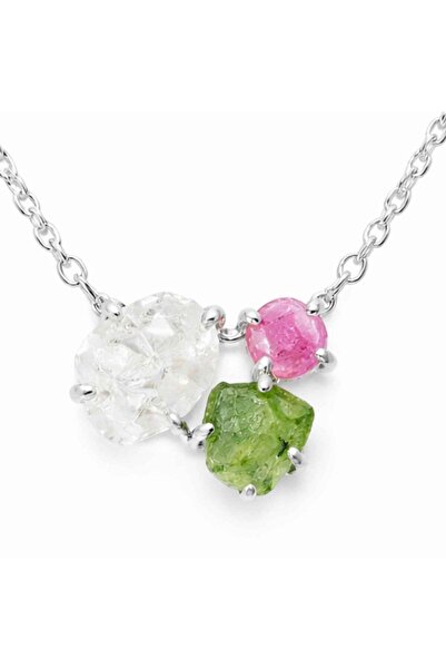 craftmystic Колие от сребро 925 с херкимер и зелен розов турмалин - Баланс и ...