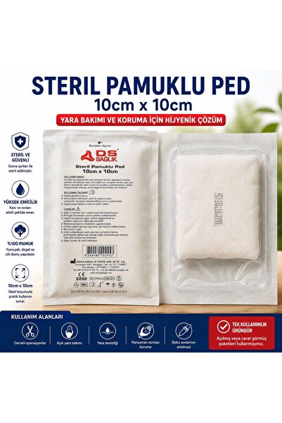 Genel Markalar Steril Pamuklu Ped 10x10 cm | Tekli Steril Gaz Kompres | Yara ...