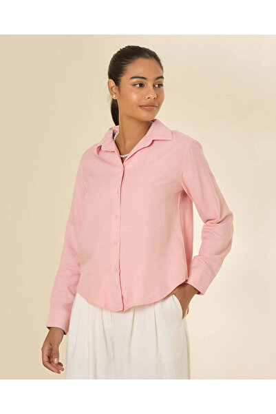 REDTAG Women Pink Plain Collared Shirt