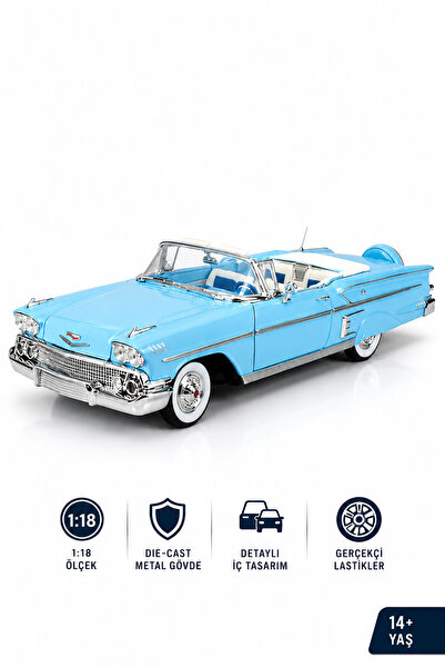 craftivio 1:18 1958 Chevy Impala Blue Diecast Model Classic Car