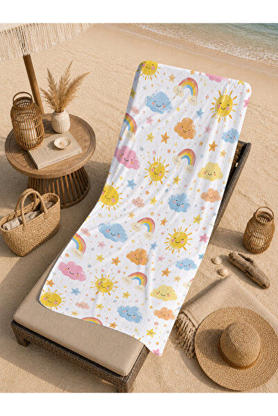 Evmila Cute Sea Animals Patterned 70X150 Beach Towel - Digital Printed Fade-R...