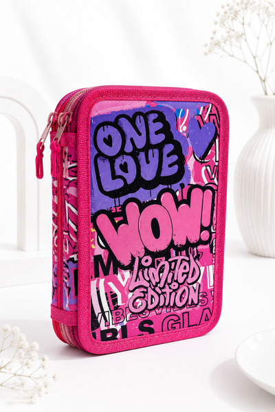 Mate Premium One Love Limited Edition Triple Fitted Pencil Case for Girls, 3 ...