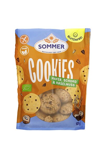 SOMMER Biscuiți vegani cu ovăz, ciocolată și arahide, bio, fără gluten, 125g