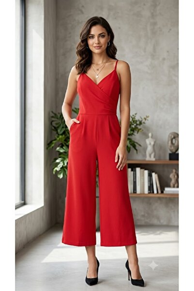 TREND Double-Breasted Collar and Thin Straps Jumpsuit