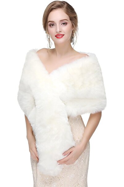 GENERAL Faux Fur Shawl Wrap Stole Shrug Winter Bridal Wedding Cover Up