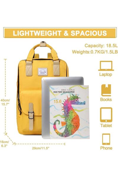 VASCHY Vintage School Backpack for Men/Women 15in Laptop Bookbag Casual Daypack