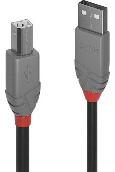 LİNDY Καλώδιο USB 2.0 0,2μ. Τύπου A αρσενικό σε Τύπου B αρσενικό (36670)