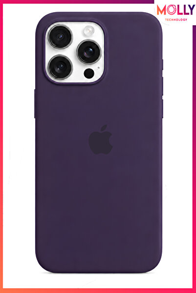 Molly iPhone 15 PRO MAX İçin Derin Mor Lansman Soft İçi Kadife Silikon Kılıf