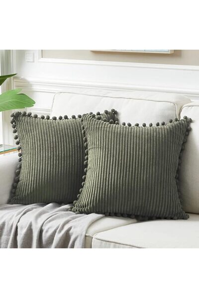 Fancy Homi Pack of 2 Boho Decorative Throw Pillow Covers with Pom-poms, Soft ...