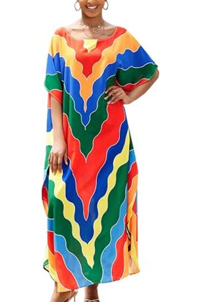YouKD Women's Long Kaftan Maxi Bohemian Dress Beach Coverup Robe Roomy Kimono...