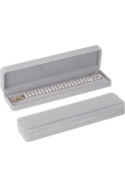 LETURE 2 Pieces Long Velvet Jewelry Chain Necklace Gift Box Set, Bracelet Sto...