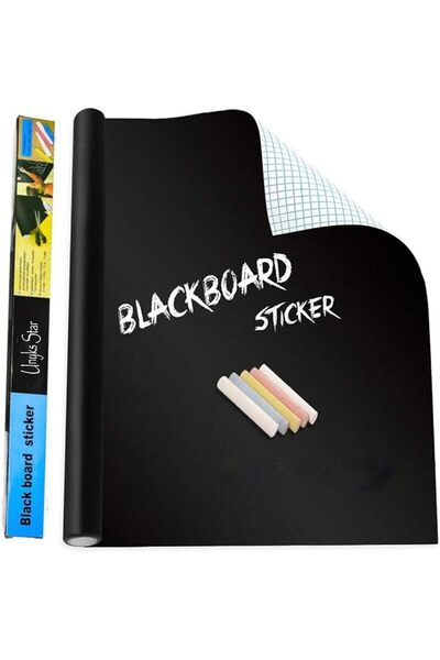Unyks Star Black Board Wall Sticker Removable Decal Chalkboard with 5 Chalks ...