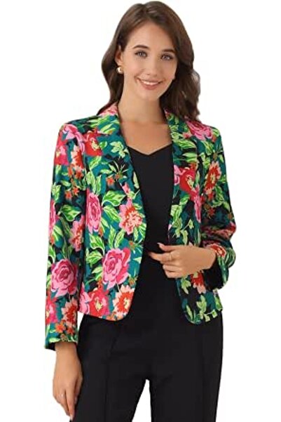 Allegra K Women's Open Front Office Work Business Crop Suit Blazer Jacket