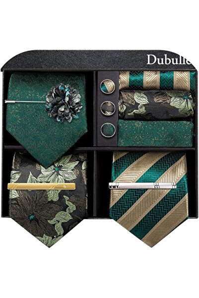 Dubulle Mens Paisely Silk Tie for Men Necktie and Pocket Square Set