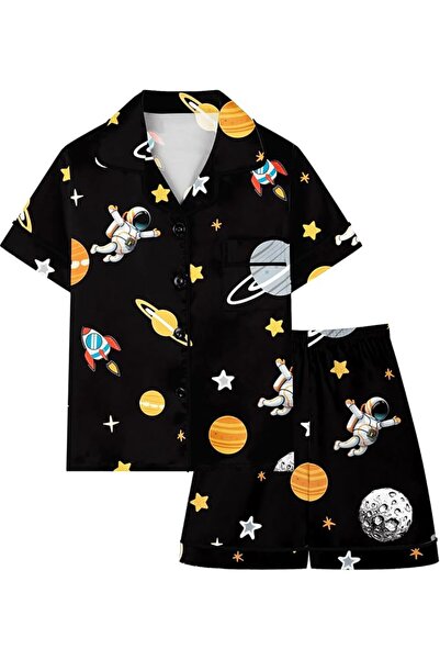GENERAL Schbbbta Girls Boys Satin Pajamas Set, 2Piece Silk Nightwear Button-D...