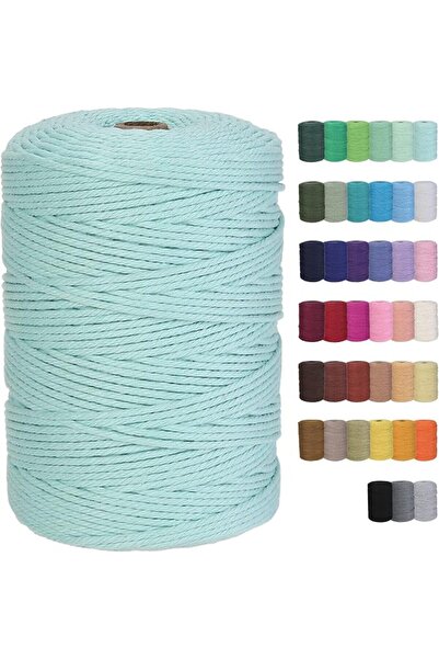 GENERAL Macrame Cord 3mm x 328yards Natural Macrame Cotton Rope Colored Macra...