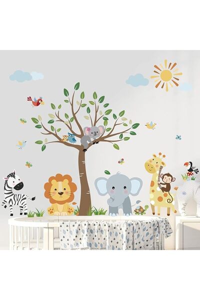 Decalmile Forest Baby Animals Wall Decals Elephant Lion Giraffe Wall Stickers...