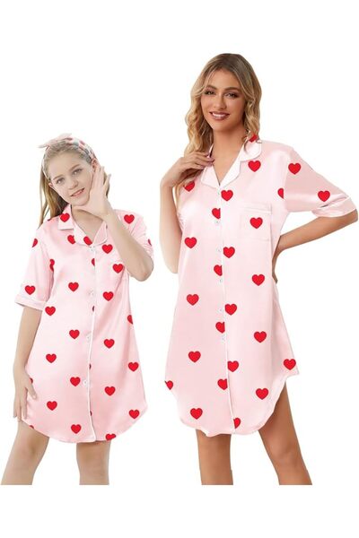 GENERAL Schbbbta Girls Boys Satin Pajamas Set, 2Piece Silk Nightwear Button-D...